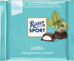 Шоколад Риттер Спорт 100г темный Мята