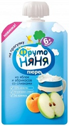 ФрутоНяня пюре 90г д/дет.пит. Яблоко-Абрикос-Сливки д/п