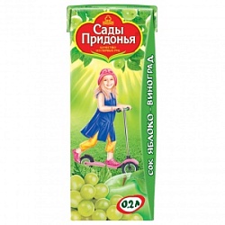 Сок Сады Придонья 0,2л Яблоко-Виноград