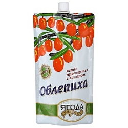 Сибирская Ягода облепиха 280г протертая с сахаром дой пак
