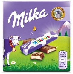 Милка шоколад 87,5г с молочной начинкой Милкинс