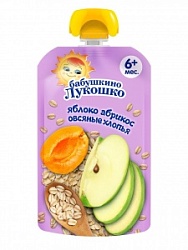 Пюре бабушкино лукошко 125г Яблоко абрикос с овсяными хлопьями б/сах.6+